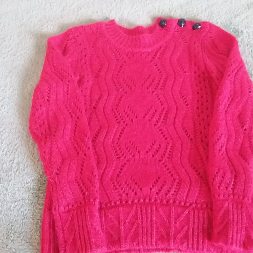 BA&SH Dark Red Button-Shoulder Sweater
